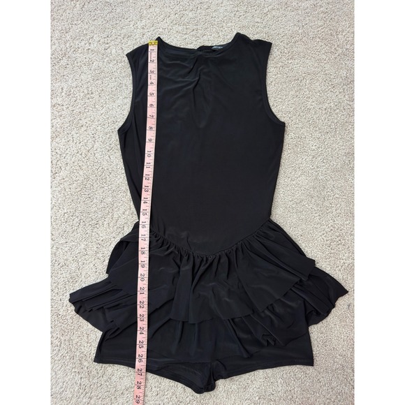PrettyLittleThing Black Sleeveless Tiered Ruffle Romper Womens 2 Keyhole Back 2 - Picture 9 of 12